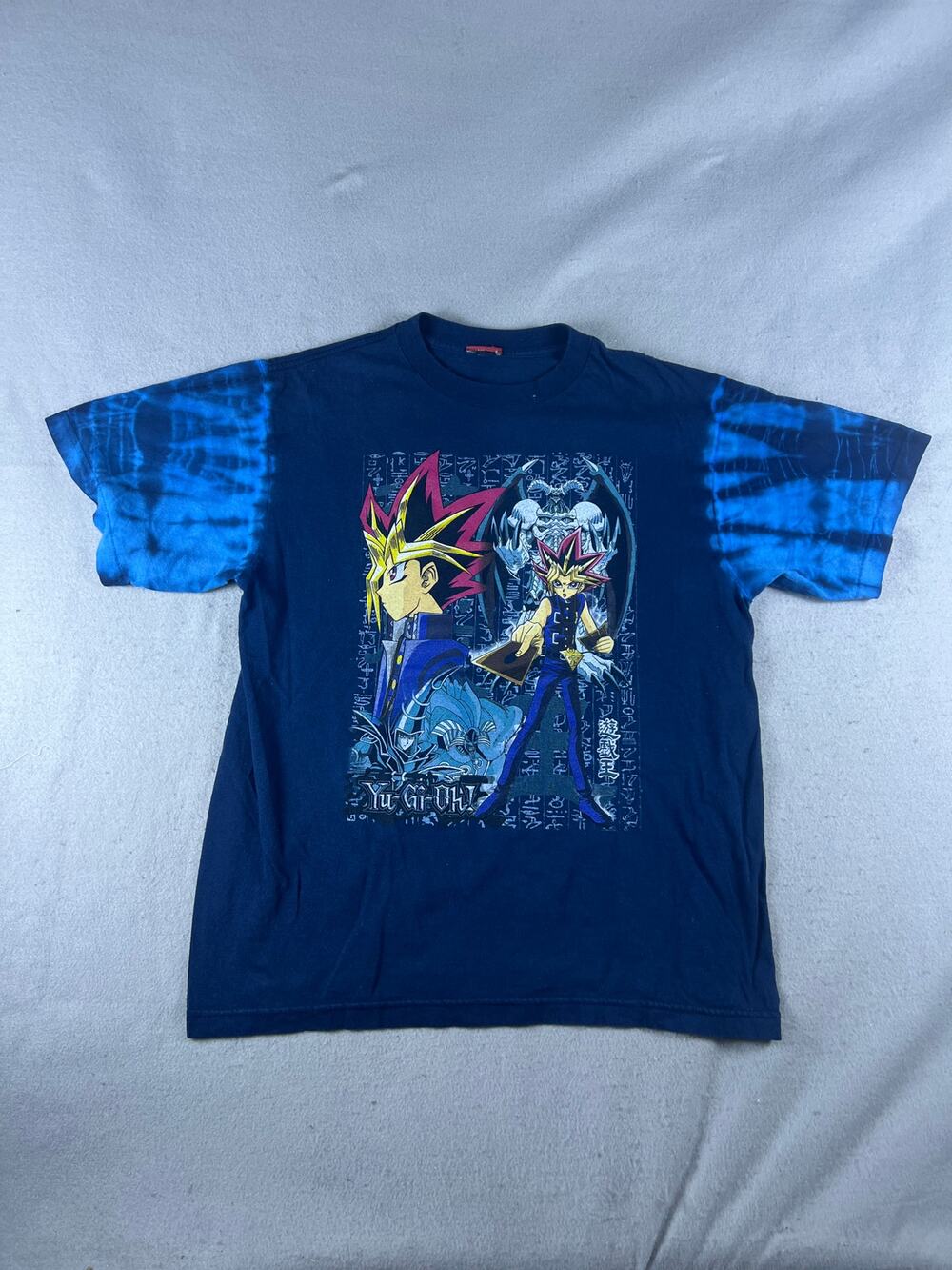 Yu-Gi-Oh T-Shirt Men XS Blue Short Sleeve Tie Dye Yugi Mutou Graphics Print Tee